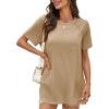 imageCicy Bell Womens Short Sleeve Tunic Tops Summer Crew Neck Side Split T Shirts Casual Loose Fit Basic Tees ShirtsKhaki