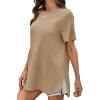 imageCicy Bell Womens Short Sleeve Tunic Tops Summer Crew Neck Side Split T Shirts Casual Loose Fit Basic Tees ShirtsKhaki