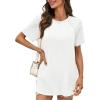 imageCicy Bell Womens Short Sleeve Tunic Tops Summer Crew Neck Side Split T Shirts Casual Loose Fit Basic Tees ShirtsWhite