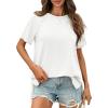 imageCicy Bell Womens Short Sleeve Tunic Tops Summer Crew Neck Side Split T Shirts Casual Loose Fit Basic Tees ShirtsWhite