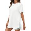 imageCicy Bell Womens Short Sleeve Tunic Tops Summer Crew Neck Side Split T Shirts Casual Loose Fit Basic Tees ShirtsWhite