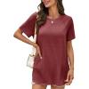 imageCicy Bell Womens Short Sleeve Tunic Tops Summer Crew Neck Side Split T Shirts Casual Loose Fit Basic Tees ShirtsWine Red