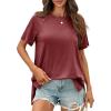 imageCicy Bell Womens Short Sleeve Tunic Tops Summer Crew Neck Side Split T Shirts Casual Loose Fit Basic Tees ShirtsWine Red
