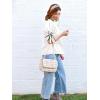 imageCicy Bell Womens Summer Bow Puff Sleeve Blouse Dressy Casual Pleated Cotton Tops Mock Neck Loose Fit ShirtsWhite