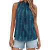 imageCicy Bell Womens Summer Halter Tank Tops Cute Bow Print High Neck Sleeveless Shirts Casual Loose Fit Flowy BlouseDark Navy