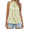 imageCicy Bell Womens Summer Halter Tank Tops Cute Bow Print High Neck Sleeveless Shirts Casual Loose Fit Flowy BlouseGreen