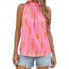 imageCicy Bell Womens Summer Halter Tank Tops Cute Bow Print High Neck Sleeveless Shirts Casual Loose Fit Flowy BlousePink