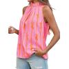imageCicy Bell Womens Summer Halter Tank Tops Cute Bow Print High Neck Sleeveless Shirts Casual Loose Fit Flowy BlousePink