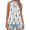 imageCicy Bell Womens Summer Halter Tank Tops Cute Bow Print High Neck Sleeveless Shirts Casual Loose Fit Flowy BlouseWhite