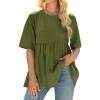 imageCicy Bell Women Summer Babydoll Tops Oversized Short Sleeve Peplum Tunic T Shirt Casual Loose Fit BlouseArmy Green