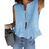 imageCicy Bell Womens Bow Front Tie Tank Tops Pleated Babydoll Top Sleeveless Cute Coquette Shirt Summer OutfitsLight Blue