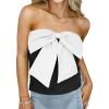 imageCicy Bell Womens Bow Strapless Tube Tops Cropped Summer Cute Fitted Y2K Going Out Bandeau Tank Tops Backless Corset ShirtsBlackwhite