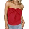 imageCicy Bell Womens Bow Strapless Tube Tops Cropped Summer Cute Fitted Y2K Going Out Bandeau Tank Tops Backless Corset ShirtsRed