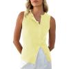 imageCicy Bell Womens Button Down Tank Tops Summer Sleeveless Vest Tops Trendy Ribbed Fitted Going Out ShirtsLight Yellow