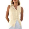 imageCicy Bell Womens Button Down Tank Tops Summer Sleeveless Vest Tops Trendy Ribbed Fitted Going Out ShirtsOffwhite