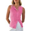 imageCicy Bell Womens Button Down Tank Tops Summer Sleeveless Vest Tops Trendy Ribbed Fitted Going Out ShirtsPink