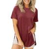 imageCicy Bell Womens Short Sleeve Tunic Tops Summer Crew Neck Side Split T Shirts Casual Loose Fit Basic Tees ShirtsWine Red