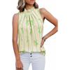 imageCicy Bell Womens Summer Halter Tank Tops Cute Bow Print High Neck Sleeveless Shirts Casual Loose Fit Flowy BlouseGreen