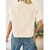 imageCicy Bell Womens Cropped Short Sleeve Button Down Shirts Pleated Summer Dressy Casual Blouse Stand Collar Loose Fit TopsBeige