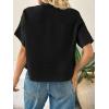 imageCicy Bell Womens Cropped Short Sleeve Button Down Shirts Pleated Summer Dressy Casual Blouse Stand Collar Loose Fit TopsBlack