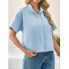 imageCicy Bell Womens Cropped Short Sleeve Button Down Shirts Pleated Summer Dressy Casual Blouse Stand Collar Loose Fit TopsSky Blue