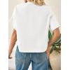 imageCicy Bell Womens Cropped Short Sleeve Button Down Shirts Pleated Summer Dressy Casual Blouse Stand Collar Loose Fit TopsWhite
