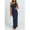 imageCicy Bell Womens One Shoulder Tank Tops Summer Going Out Tops Ruched Asymmetrical Sleeveless Shirts Black