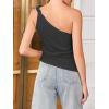 imageCicy Bell Womens One Shoulder Tank Tops Summer Going Out Tops Ruched Asymmetrical Sleeveless Shirts Black