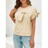 imageCicy Bell Womens Ruffle Sleeve T Shirts Summer Casual Bow Tops Loose Fit Crew Neck TeesBeige