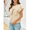 imageCicy Bell Womens Ruffle Sleeve T Shirts Summer Casual Bow Tops Loose Fit Crew Neck TeesBeige