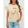 imageCicy Bell Womens Ruffle Sleeve T Shirts Summer Casual Bow Tops Loose Fit Crew Neck TeesBeige