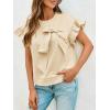 imageCicy Bell Womens Ruffle Sleeve T Shirts Summer Casual Bow Tops Loose Fit Crew Neck TeesBeige