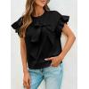 imageCicy Bell Womens Ruffle Sleeve T Shirts Summer Casual Bow Tops Loose Fit Crew Neck TeesBlack