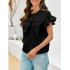 imageCicy Bell Womens Ruffle Sleeve T Shirts Summer Casual Bow Tops Loose Fit Crew Neck TeesBlack