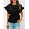 imageCicy Bell Womens Ruffle Sleeve T Shirts Summer Casual Bow Tops Loose Fit Crew Neck TeesBlack