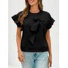 imageCicy Bell Womens Ruffle Sleeve T Shirts Summer Casual Bow Tops Loose Fit Crew Neck TeesBlack