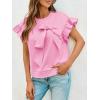 imageCicy Bell Womens Ruffle Sleeve T Shirts Summer Casual Bow Tops Loose Fit Crew Neck TeesPink