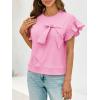 imageCicy Bell Womens Ruffle Sleeve T Shirts Summer Casual Bow Tops Loose Fit Crew Neck TeesPink