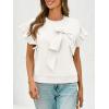 imageCicy Bell Womens Ruffle Sleeve T Shirts Summer Casual Bow Tops Loose Fit Crew Neck TeesWhite