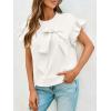 imageCicy Bell Womens Ruffle Sleeve T Shirts Summer Casual Bow Tops Loose Fit Crew Neck TeesWhite
