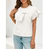 imageCicy Bell Womens Ruffle Sleeve T Shirts Summer Casual Bow Tops Loose Fit Crew Neck TeesWhite