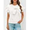 imageCicy Bell Womens Ruffle Sleeve T Shirts Summer Casual Bow Tops Loose Fit Crew Neck TeesWhite