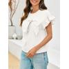 imageCicy Bell Womens Ruffle Sleeve T Shirts Summer Casual Bow Tops Loose Fit Crew Neck TeesWhite