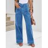imageCicy Bell Womens Wide Leg Jeans High Waisted Stretchy Pleated Baggy Loose Denim Casual Pants with PocketsBlue