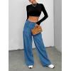 imageCicy Bell Womens Wide Leg Jeans High Waisted Stretchy Pleated Baggy Loose Denim Casual Pants with PocketsBlue