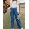 imageCicy Bell Womens Wide Leg Jeans High Waisted Stretchy Pleated Baggy Loose Denim Casual Pants with PocketsJean Blue