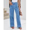 imageCicy Bell Womens Wide Leg Jeans High Waisted Stretchy Pleated Baggy Loose Denim Casual Pants with PocketsLight Blue