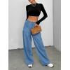 imageCicy Bell Womens Wide Leg Jeans High Waisted Stretchy Pleated Baggy Loose Denim Casual Pants with PocketsLight Blue