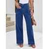 imageCicy Bell Womens Wide Leg Jeans High Waisted Stretchy Pleated Baggy Loose Denim Casual Pants with PocketsNavy