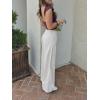 imageCicy Bell Womens Wide Leg Jeans High Waisted Stretchy Pleated Baggy Loose Denim Casual Pants with PocketsWhite